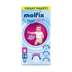 Bebek BezleriMolfix Külot Bez Fırsat Paketi 4 Beden (9-14)kg 52 Adet