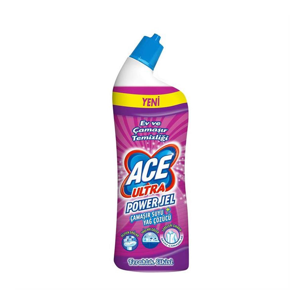 Çamaşır SuyuAce Çamaşır Suyu + Yağ Çözücü  Ultra Power Jel Ferahlık Etkisi  750 Ml