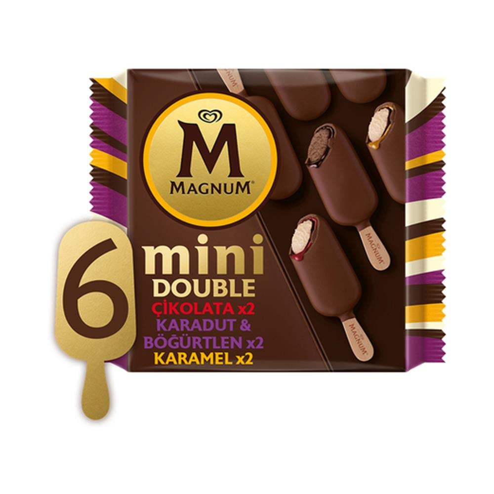 DondurmaAlgida Magnum Mini Çikolata,Karadut&Böğürtlen,Karamel 6 Lı 345 Ml