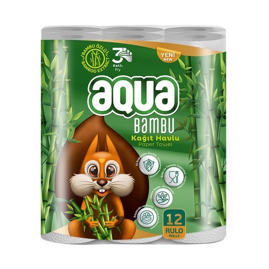 Kağıt HavluAqua Bambu Kağıt Havlu 12 Li 3 Katlı