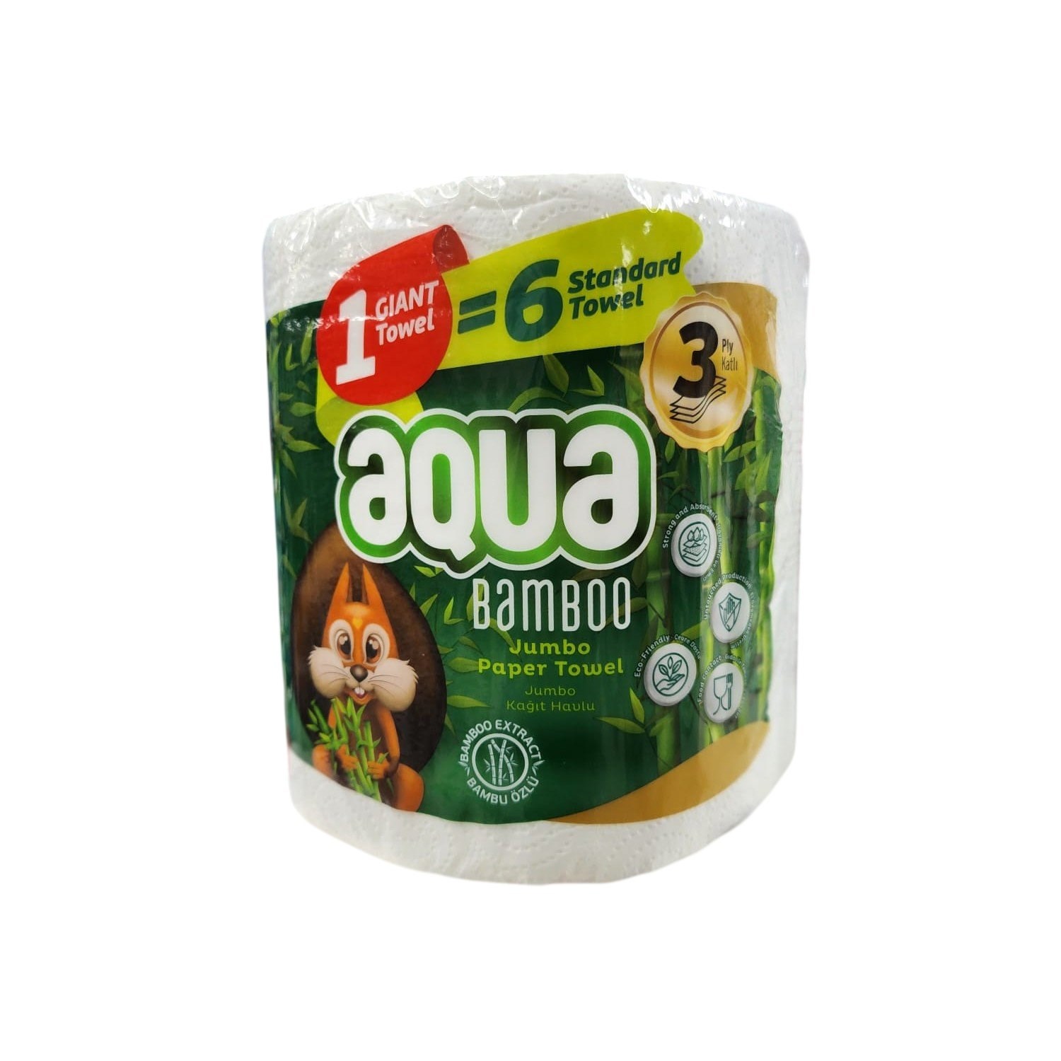 Kağıt HavluAqua Bambu Kağıt Havlu Jumbo 1=6