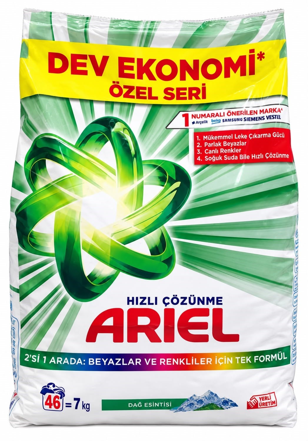 Toz DeterjanAriel Matik Dağ Esintisi Beyaz ve Renkliler 7 kg
