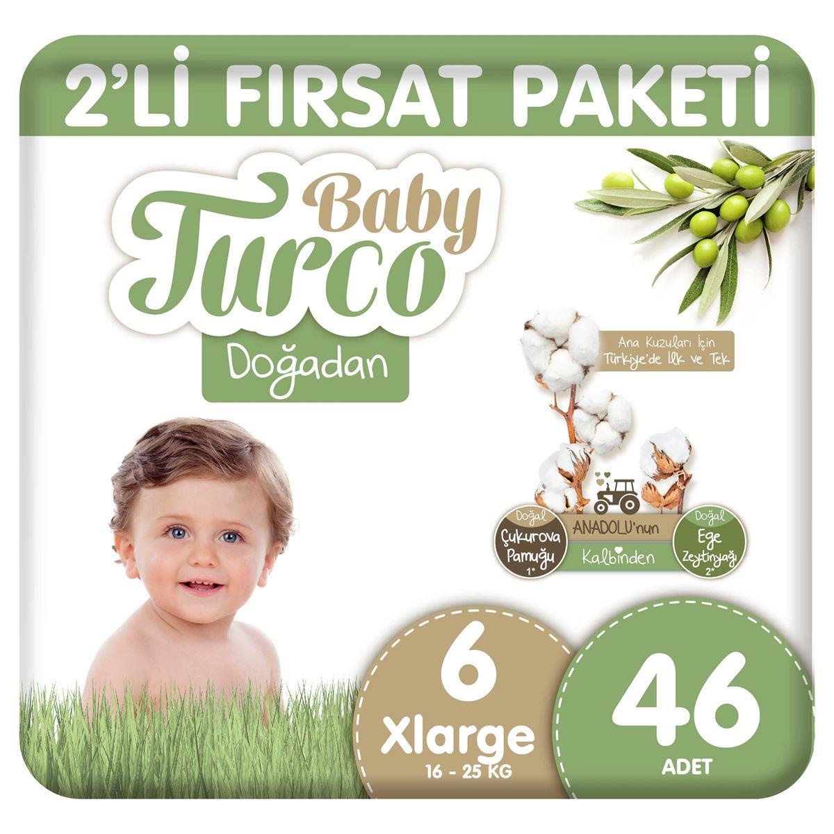 Bebek BezleriBaby Turco Doğadan 2 li Fırsat Pk 46 lı Xlarge No 6
