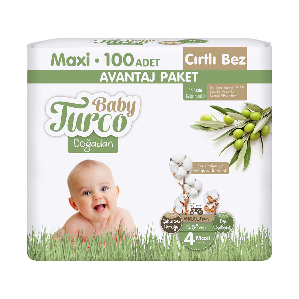 Bebek BezleriBaby Turco Doğadan Avantaj Paket Maxi 100lü No:4