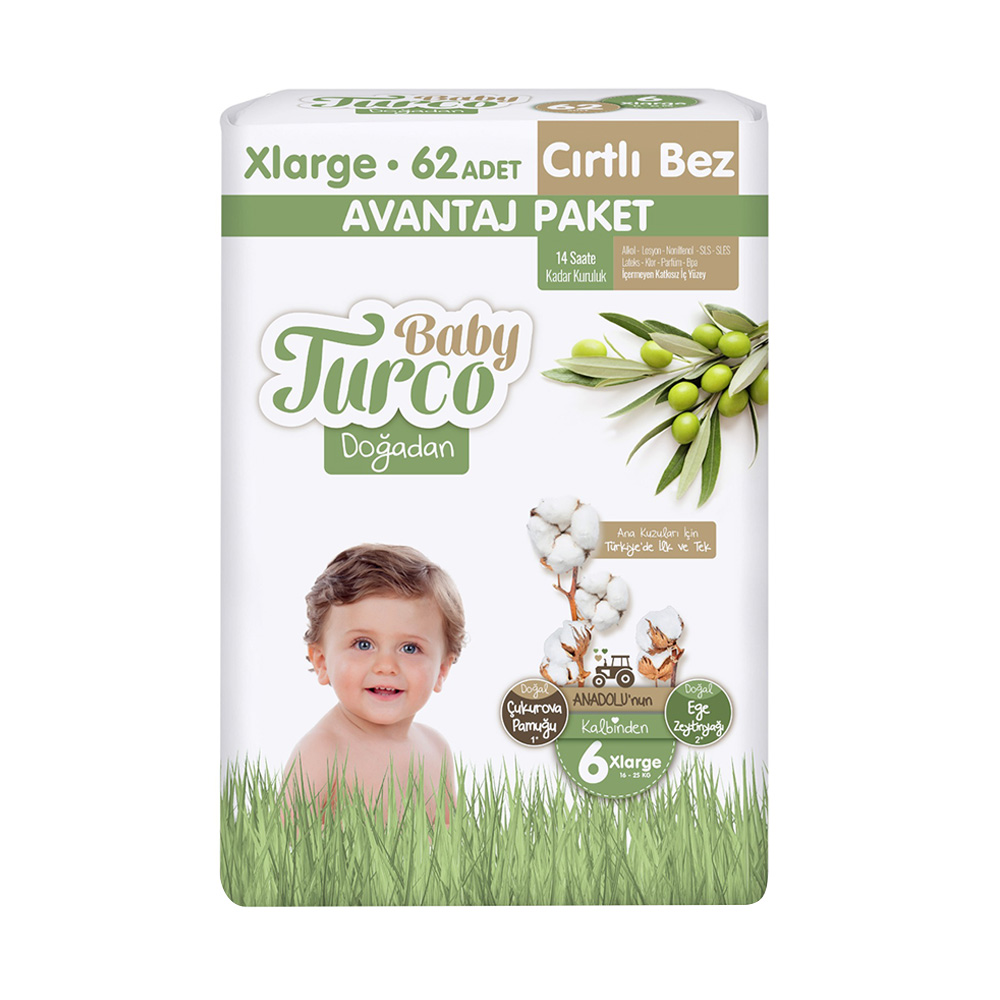 Bebek BezleriBaby Turco Doğadan Avantaj Paket Xlarge 62li No:6