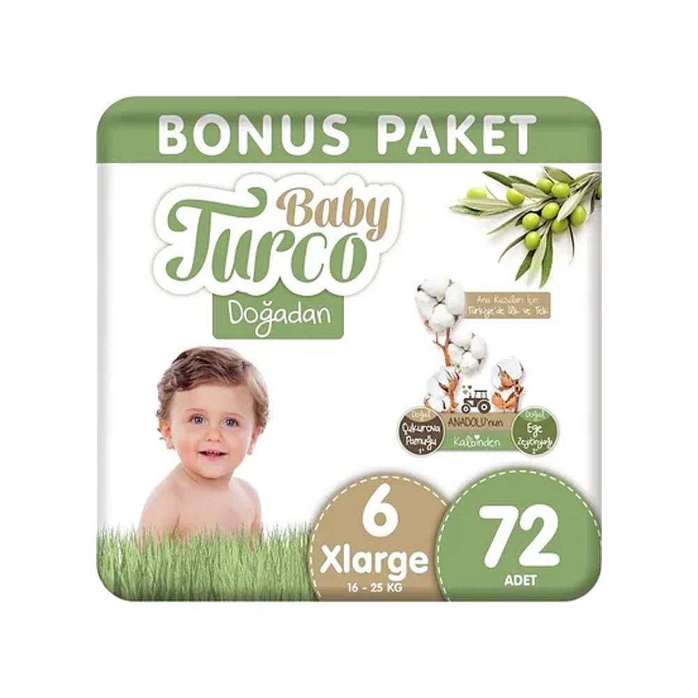 Bebek BezleriBaby Turco Doğadan Bonus Paket Extra Large 6 No 72 li