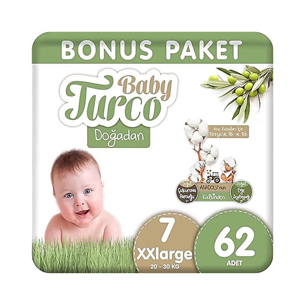 Bebek BezleriBaby Turco Doğadan Bonus XXL 62 Li 7 NO