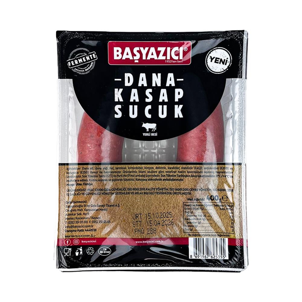 SucukBaşyazıcı Dana Kasap Sucuk 400 gr Fermente