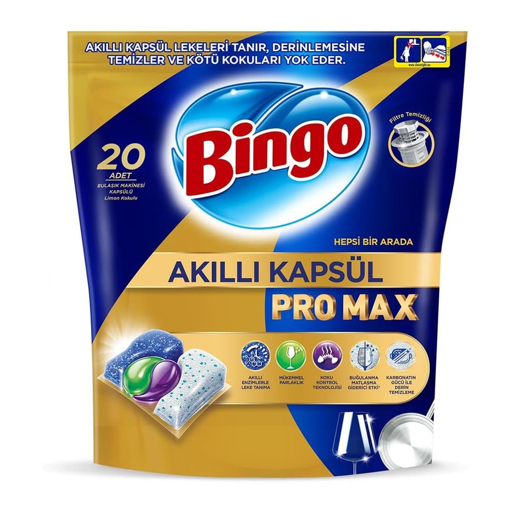 Bulaşık Makinesi TabletiBingo  Bulaşık Akıllı Kapsül Pro Max 20 li 274 Gr