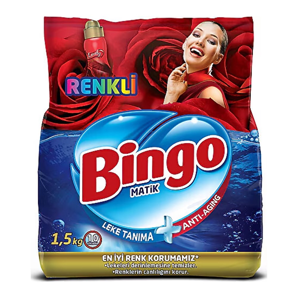 Toz DeterjanBingo Matik Konsantre Lovely Işıltılı Renk 1.5 kg