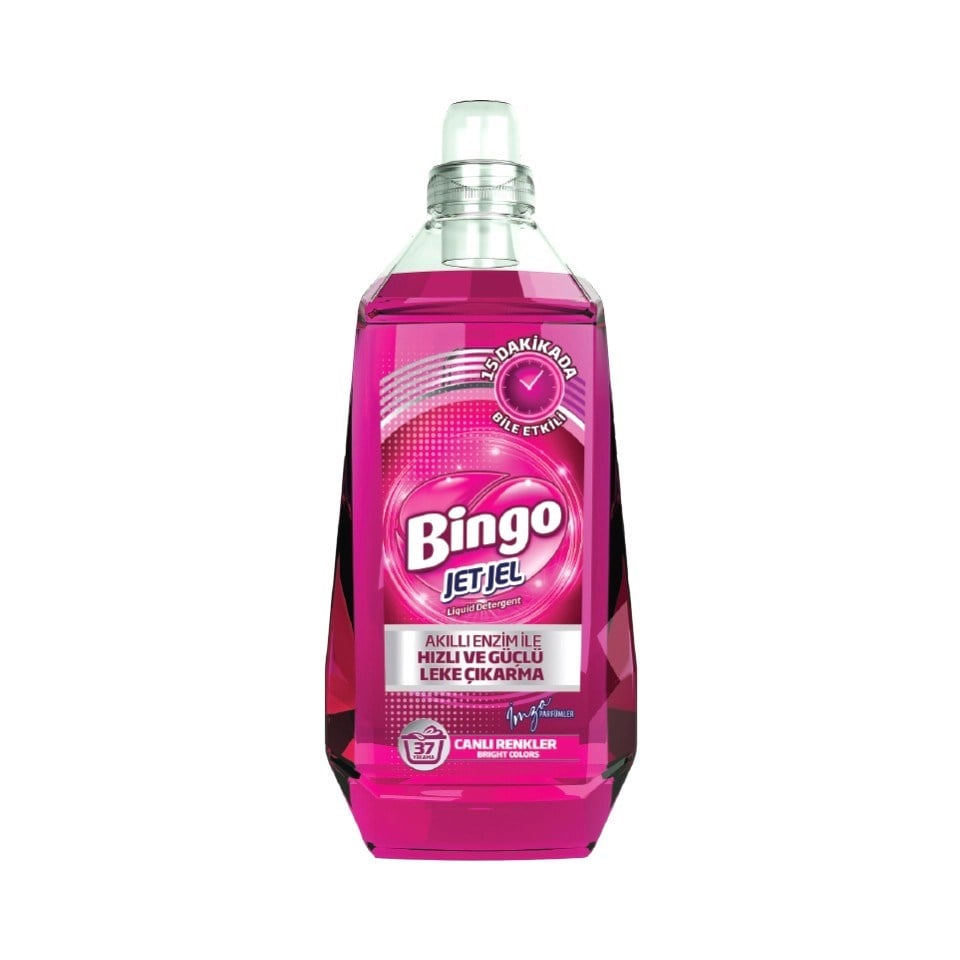Sıvı Çamaşır DeterjanıBingo Sıvı Çamaşır Deterjan Jetjel Canlı Renkler 37 Yıkama 1480 ml
