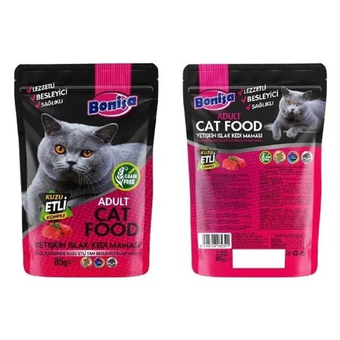 Kedi Ödül MamasıBonisa Kuzu Etli Islak Yetişkin Kedi Maması 85 g