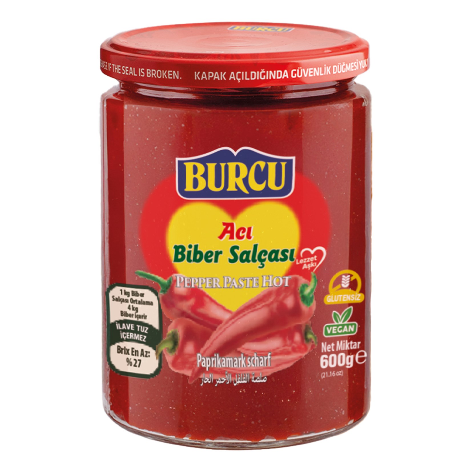 SalçaBurcu Acı Biber Salçası Cam 600 Gr