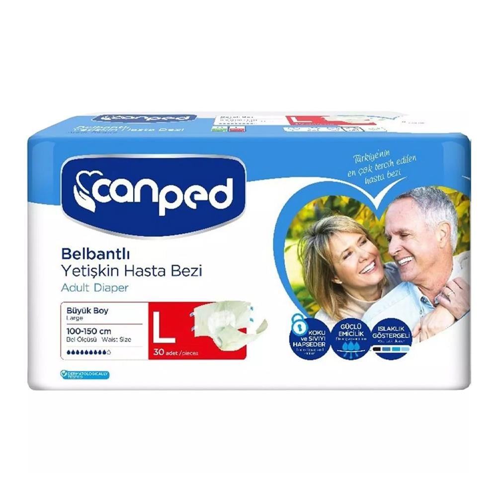 Canped Hasta Bezi Yetişkin Bel Bantlı L-Büyük Boy 30 Adet Tekli Pk