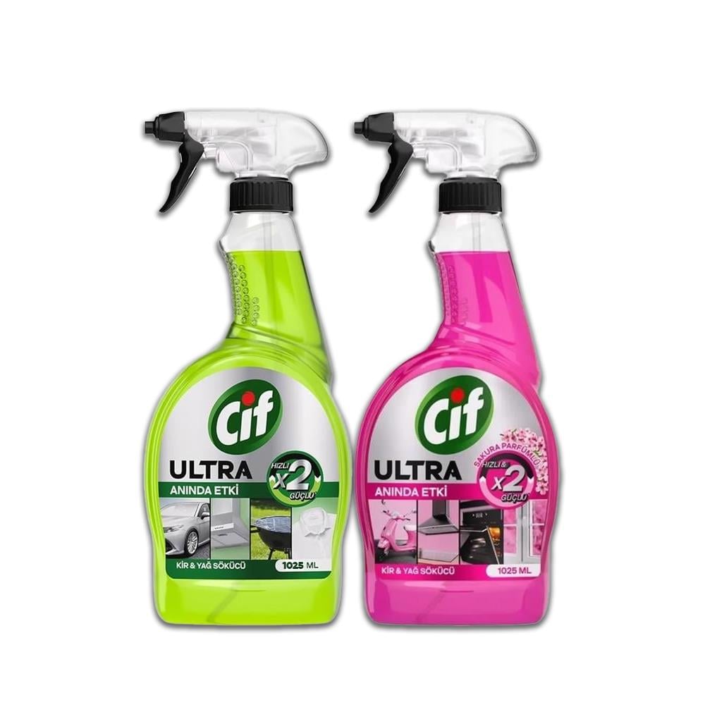 Antibakteriyel ÜrünlerCif Ultra Anında Etki Kir & Yağ Sökücü 1025 Ml+Sakura Parfümlü 1025 Ml