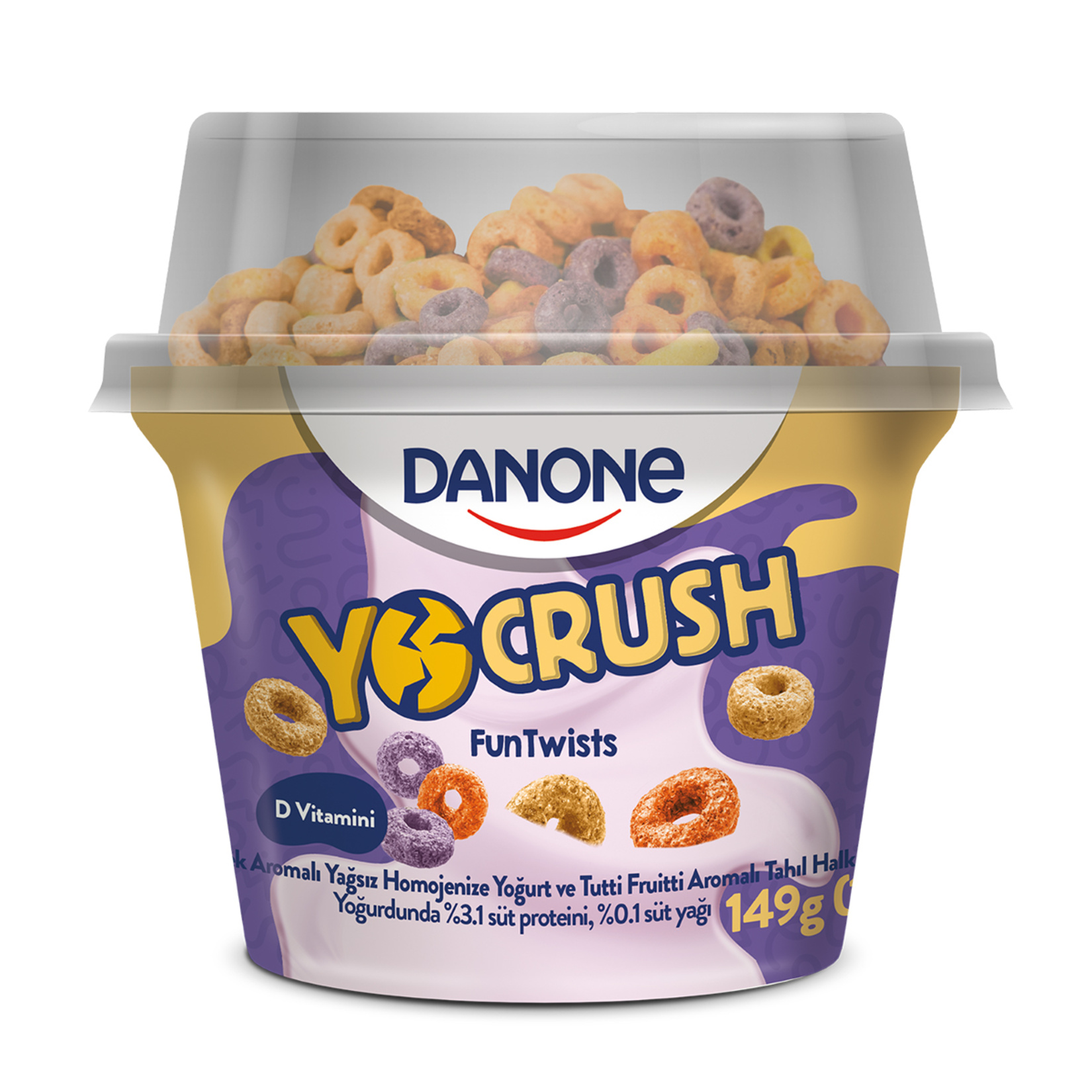 Meyveli YoğurtDanone Yocrush FunTwist Çilek Aromalı Yoğurt 149 g