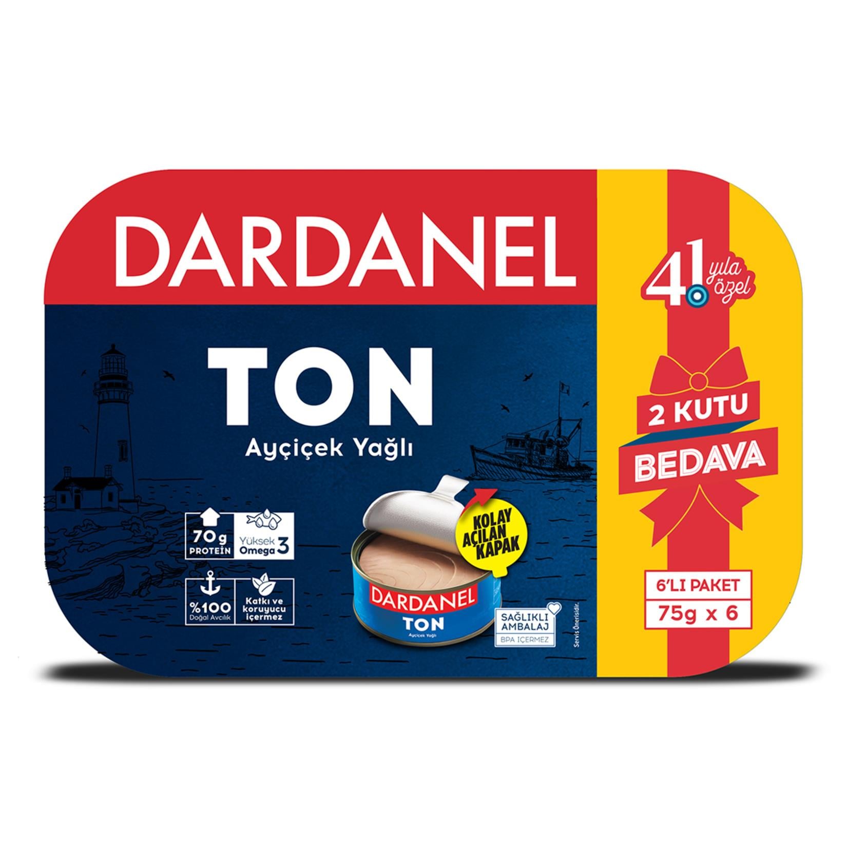 Ton BalığıDardanel Ayçiçek Yağlı Ton Balığı 2 Kutu Bedava 6*75 Gr