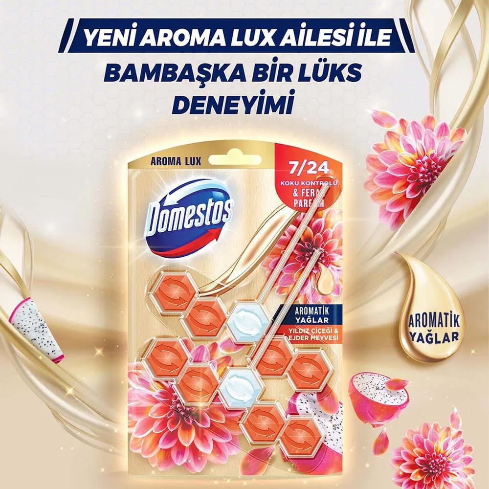 Tuvalet TemizleyicilerDomestos Wc Blok Lüx Yıldız Çiçeği & Ejder Meyvesi 2*50 Gr