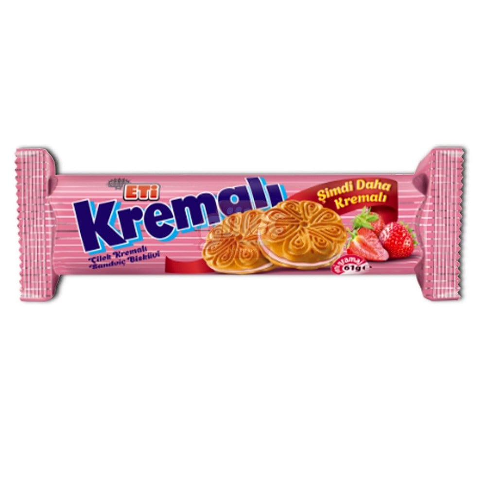 ETİ KREMALI ÇİLEKLİ SANDVİÇ BİSKÜVİ61GR
