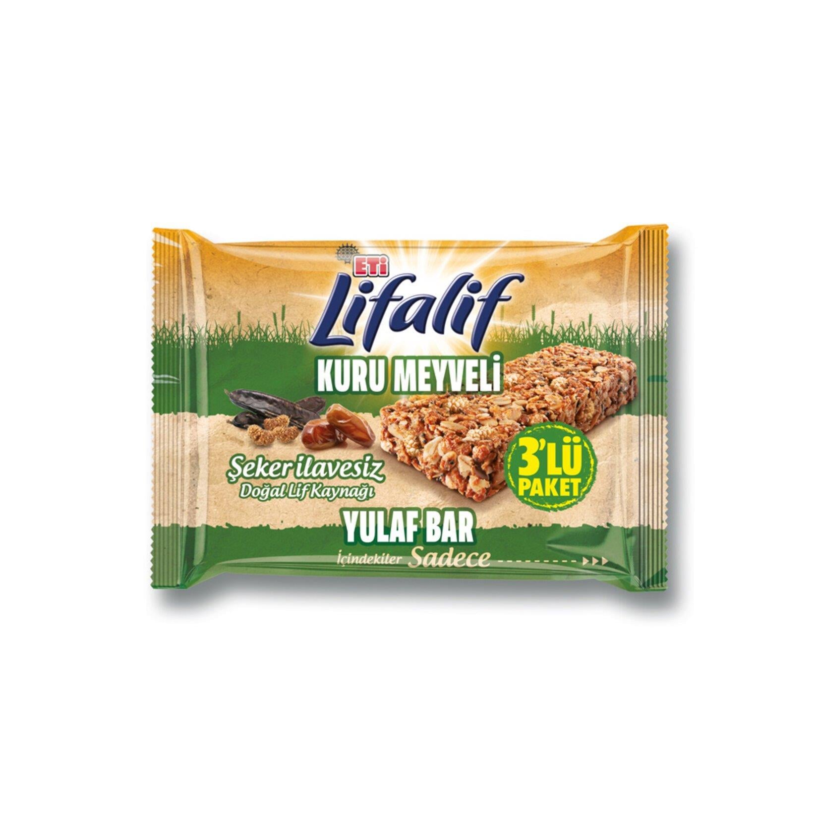 Bar KaplamalılarEti Lifalif 3 lü Kuru Meyveli Yulaf Bar 105 Gr