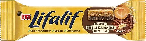 Bar KaplamalılarEti Lifalif Meyve Bar Kayısılı,Yer Fıstıklı ve Kakaolu 35 g