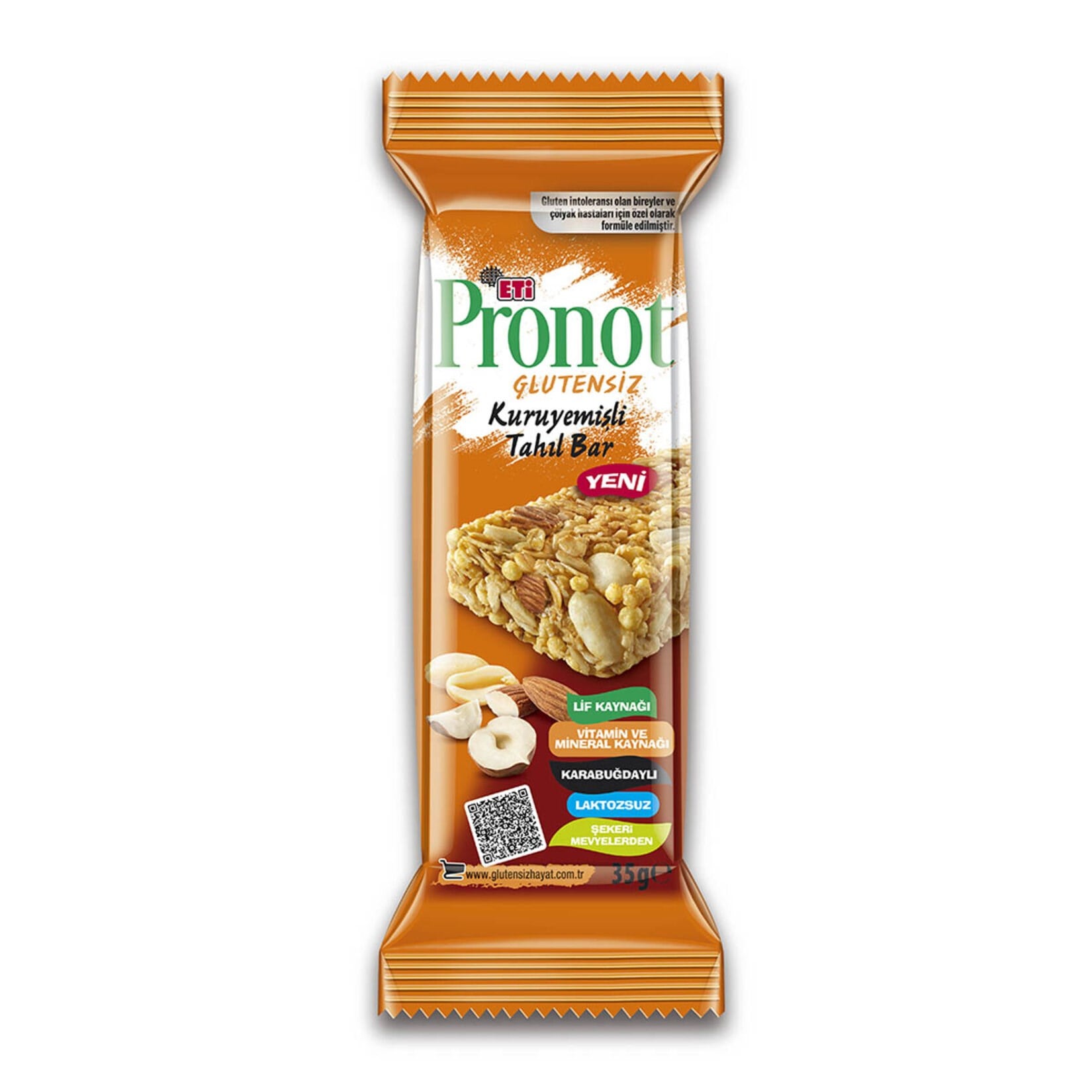 Sağlıklı AtıştırmalıkEti Pronot Glutensiz Kuruyemişli Tahıl Bar 35 g