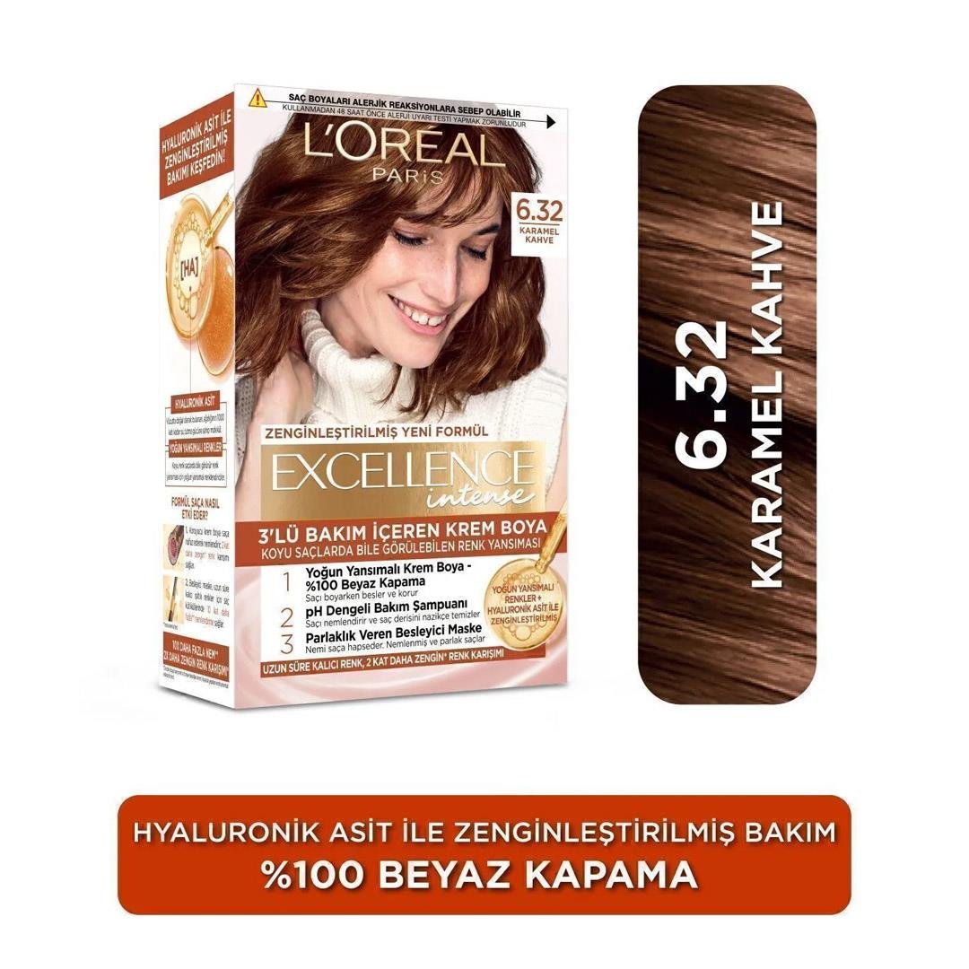 Saç BoyasıExcellence Boya Karamel Kahve No:6.32