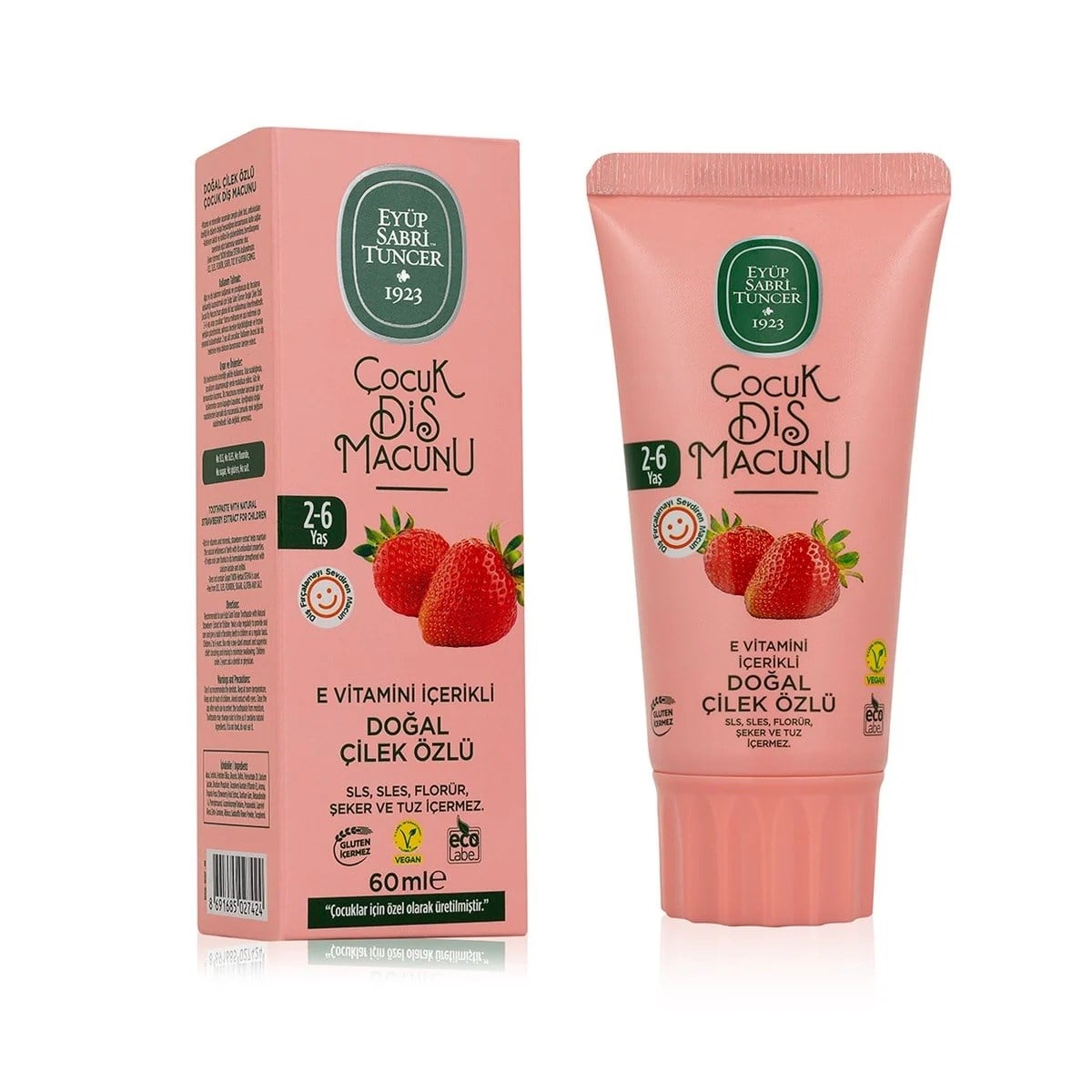Çocuk Diş BakımıEyüp Sabri Tuncer Doğal Çilek Özlü 2-6 Yaş Çocuk Diş Macunu 60 ml