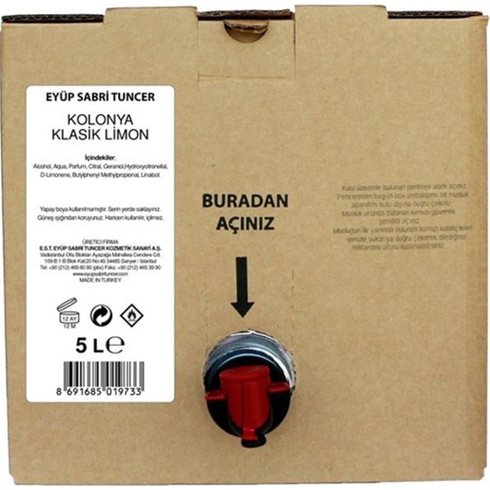 Eyüp Sabri Tuncer Kolonya  Klasik Limon 5 Lt.