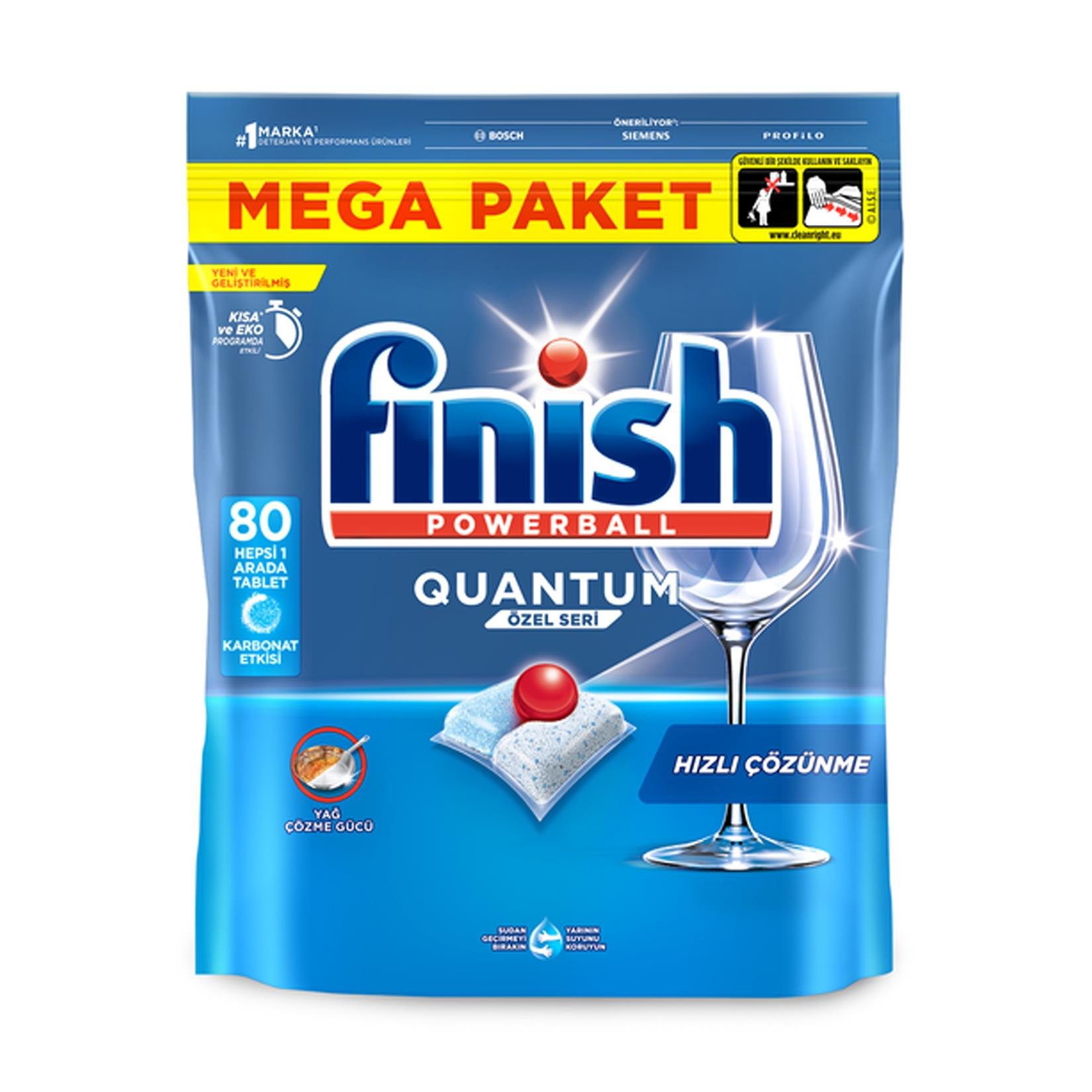 Bulaşık Makinesi TabletiFinish Tablet 80 li Pw Quantum Özel Seri Karbonat Etkisi Mega Paket 832 Gr