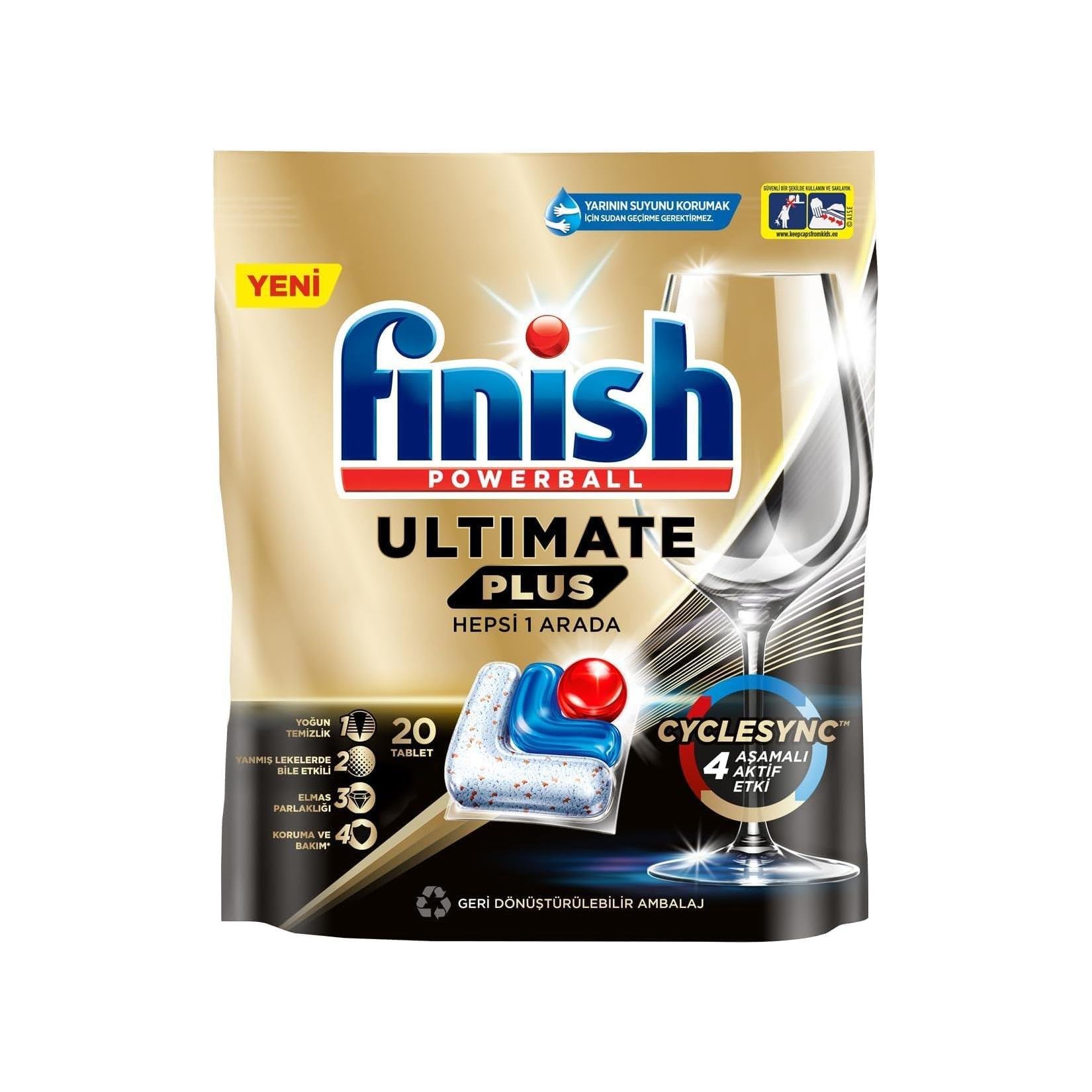 Bulaşık Makinesi TabletiFinish Ultimate Plus Hepsi Bir Arada 20 li Bulaşık Makinesi Tableti
