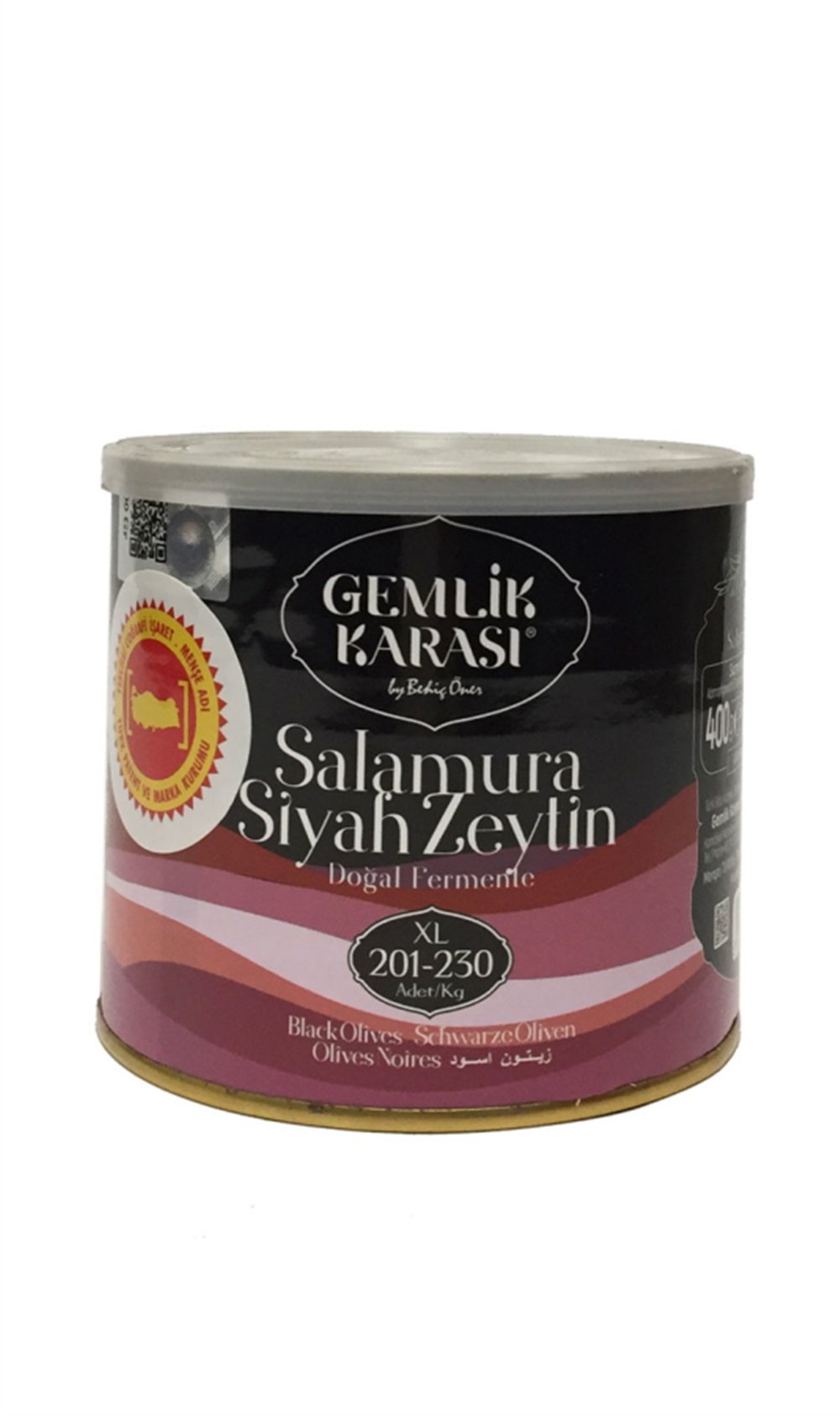 Gemlik Karası Salamura Siyah Zeytin XL 400 gr