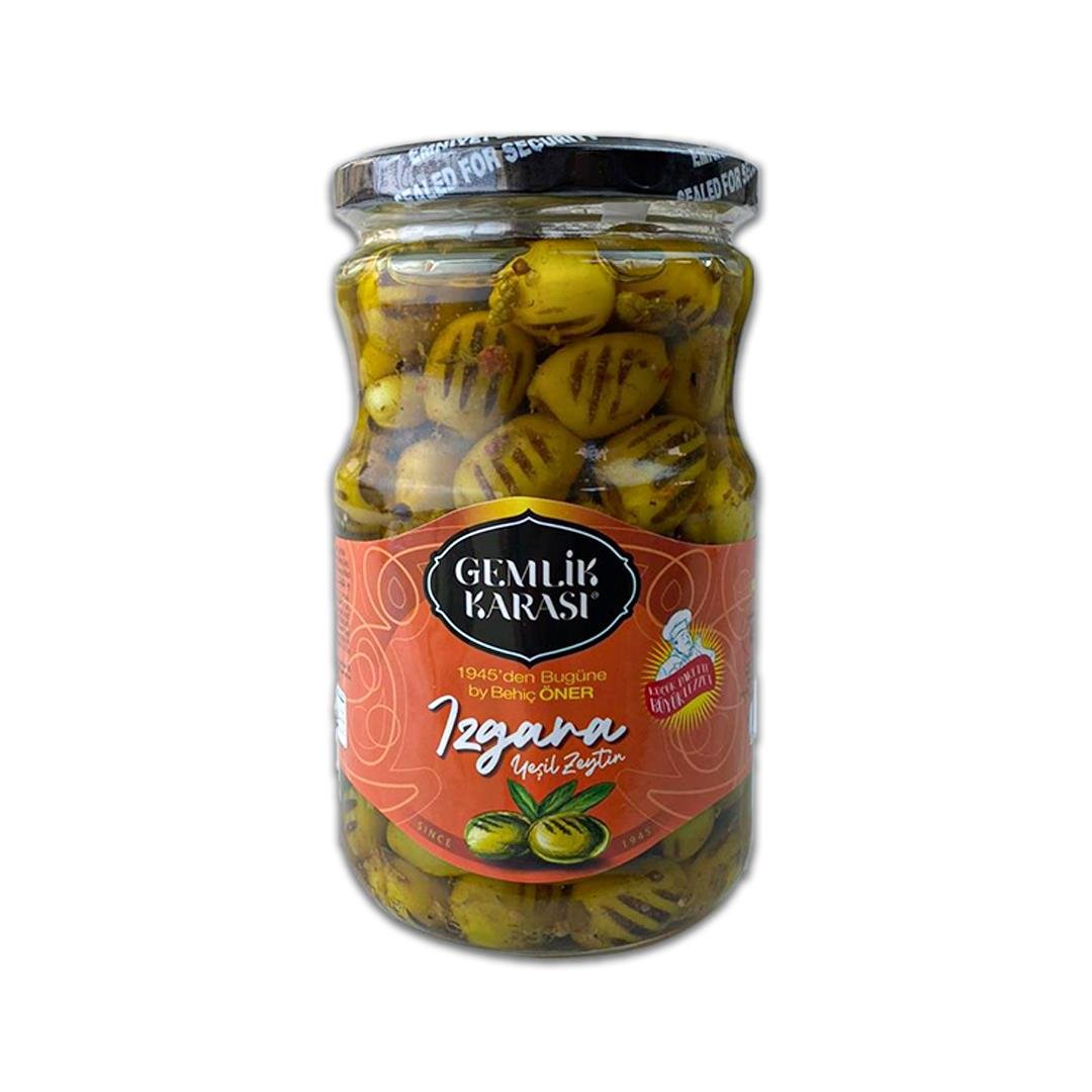 Yeşil ZeytinGemlik Karası Yeşil Zeytin Izgara 400 gr 2XL Cam
