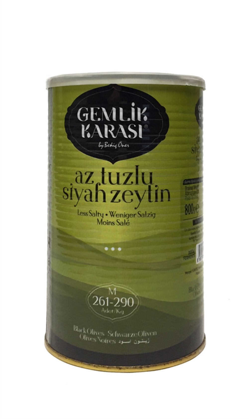 Gemlik Karası Zeytin Az Tuzlu 800 Gr