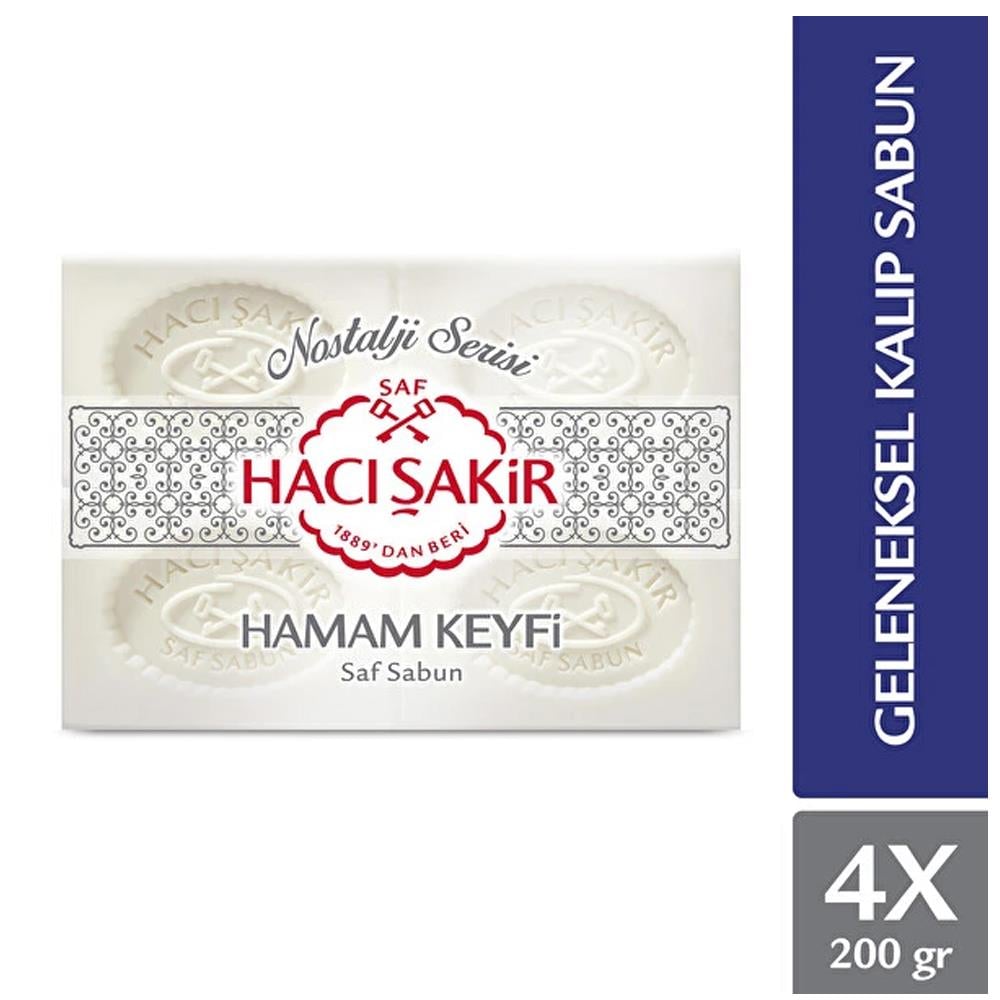 Katı, Sıvı SabunHacı Şakir Hamam Keyfi Saf Sabun 4Lü 200 gr (800 gr)