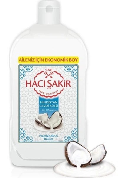 Katı, Sıvı SabunHacı Şakir Sıvı Sabun Hindistan Cevizi Sütü 1500 Ml