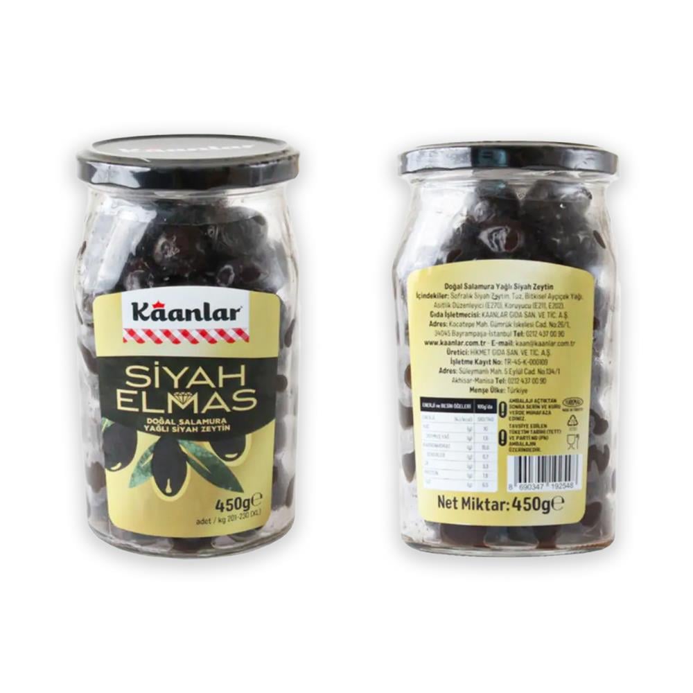 Siyah ZeytinKaan Siyah Elmas Zeytin Cam 450 Gr
