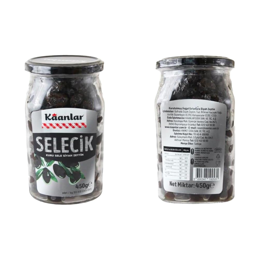 Siyah ZeytinKaan Siyah Yağlı Selecik Zeytin 450 Gr