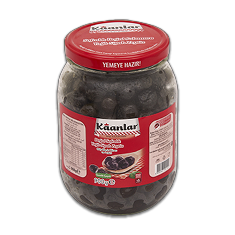 Siyah ZeytinKaanlar Sofralık Doğal Salamura Yağlı Siyah Zeytin 900 g