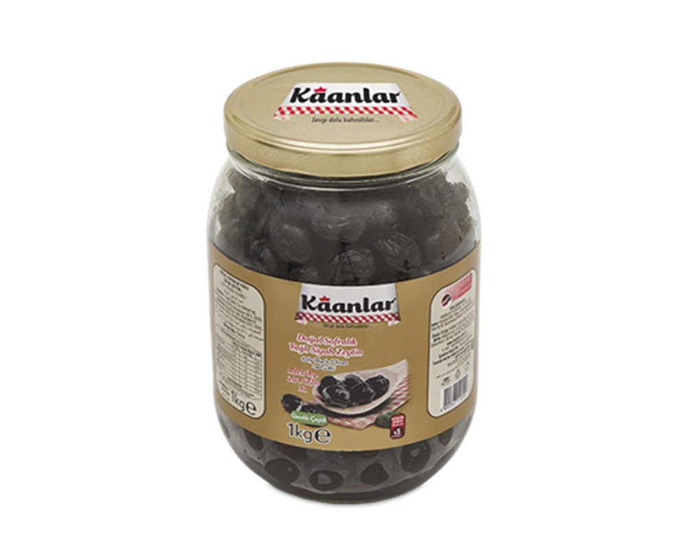 Kaanlar Sofralık Doğal Salamura Yağlı Siyah Zeytin 1 kg