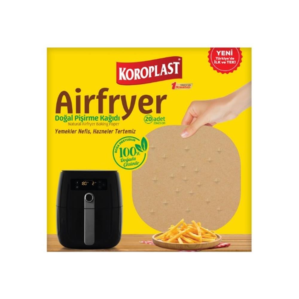 Pişirme KağıdıKoroplast Airfryer Doğal Pişirme Kağıdı 20 Adet 23*23 cm