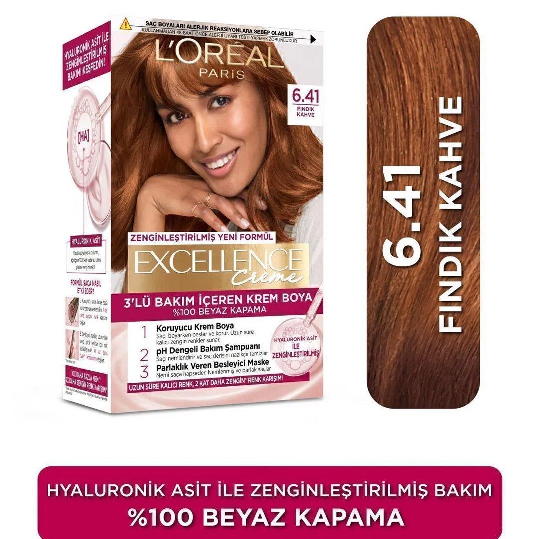 Saç BoyasıL'Oréal Paris Excellence Saç Boyası - 6.41 Fındık Kahve