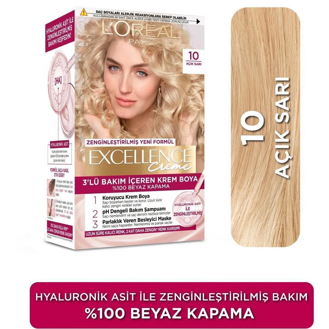 Saç BoyasıLoreal Paris Excellence Creme Saç Boyası 10 Açık Sarı