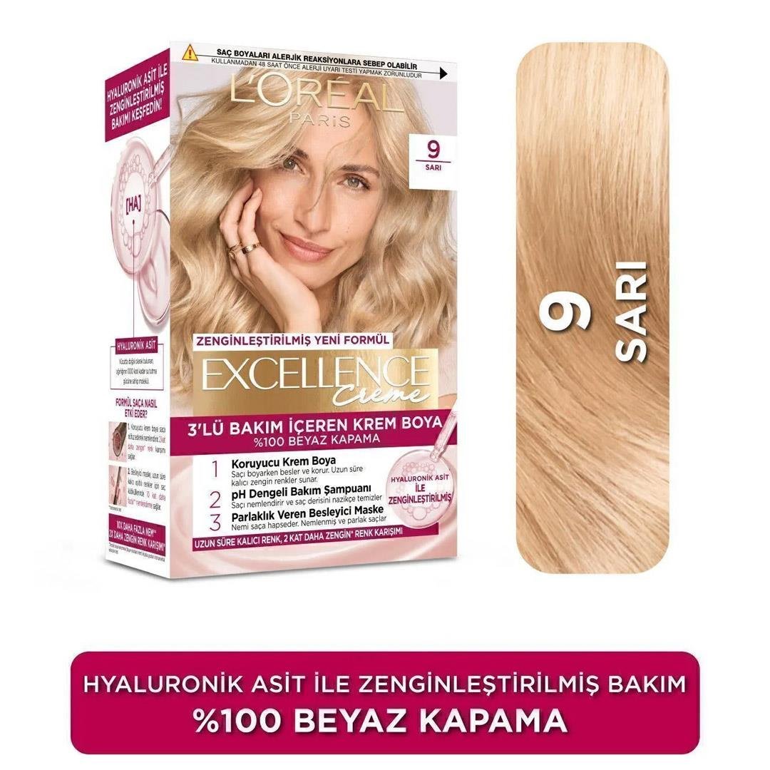 Saç BoyasıLoreal Paris Excellence Creme Saç Boyası 9 Sarı