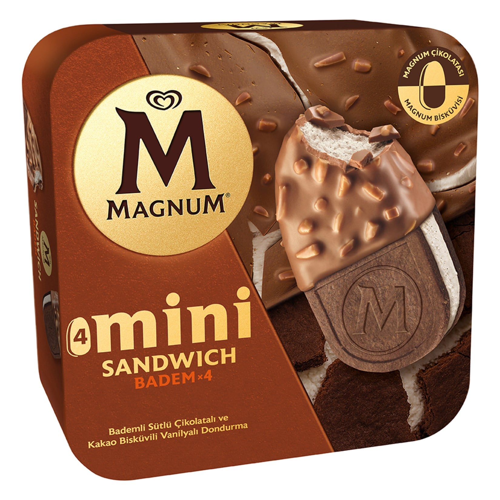 DondurmaMagnum Mini Sandwich Badem 4lü 400 ml