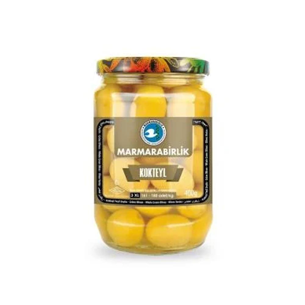 Yeşil ZeytinMarmara Birlik Yeşil Zeytin Kokteyl Cam 3XL 400 Gr.