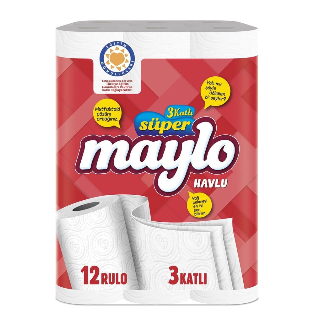 Kağıt HavluMaylo Kağıt Havlu 12 Rulo 3 Katlı