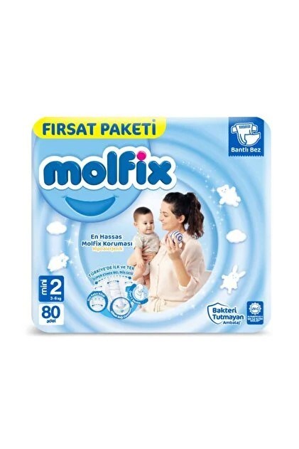 Bebek BezleriMolfix Bantlı Bebek Bezi Fırsat Pk Mini Beden:2 (3-6) 80 lı
