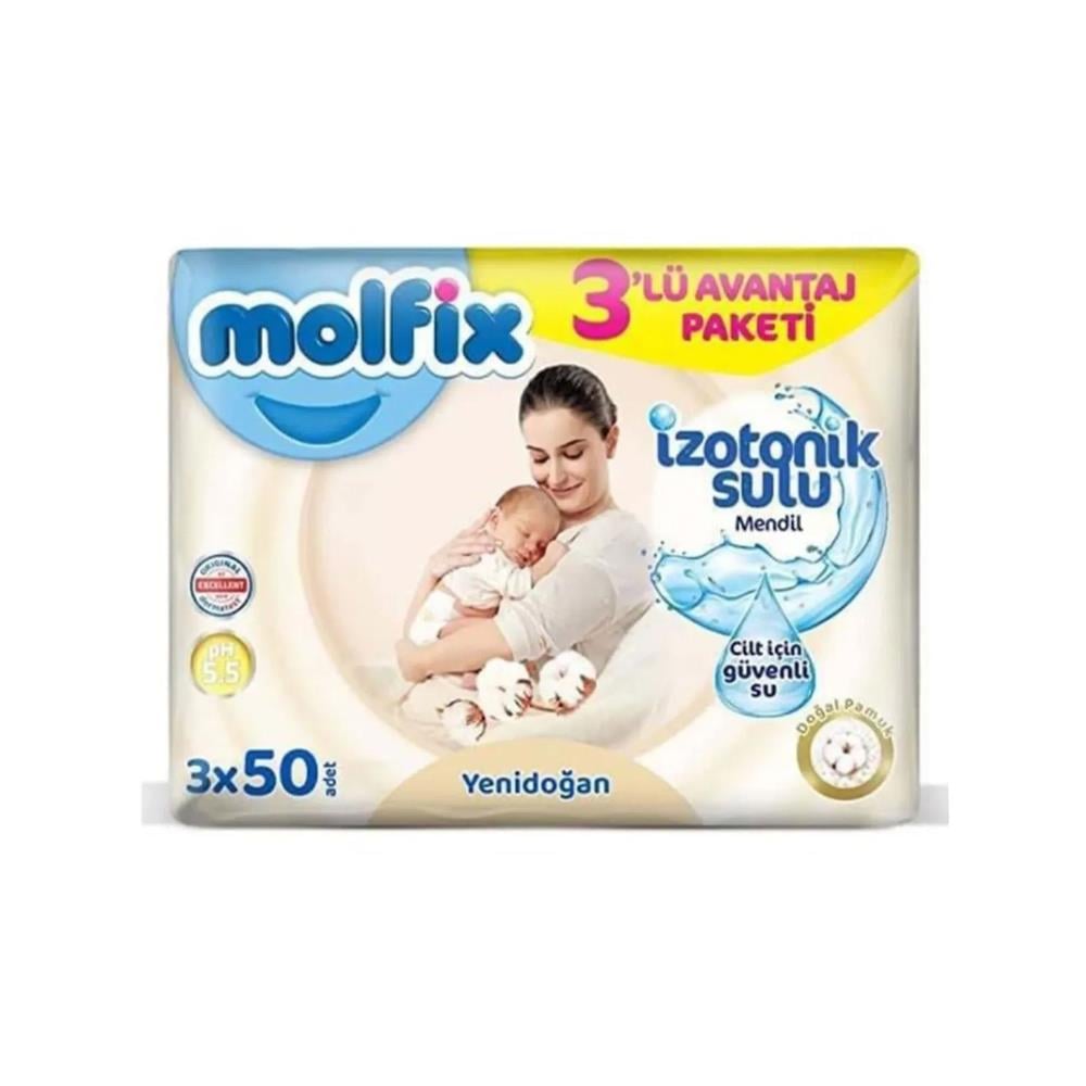 Islak MendilMolfix İzotonik Yenidoğan Islak Mendil 3*50 li