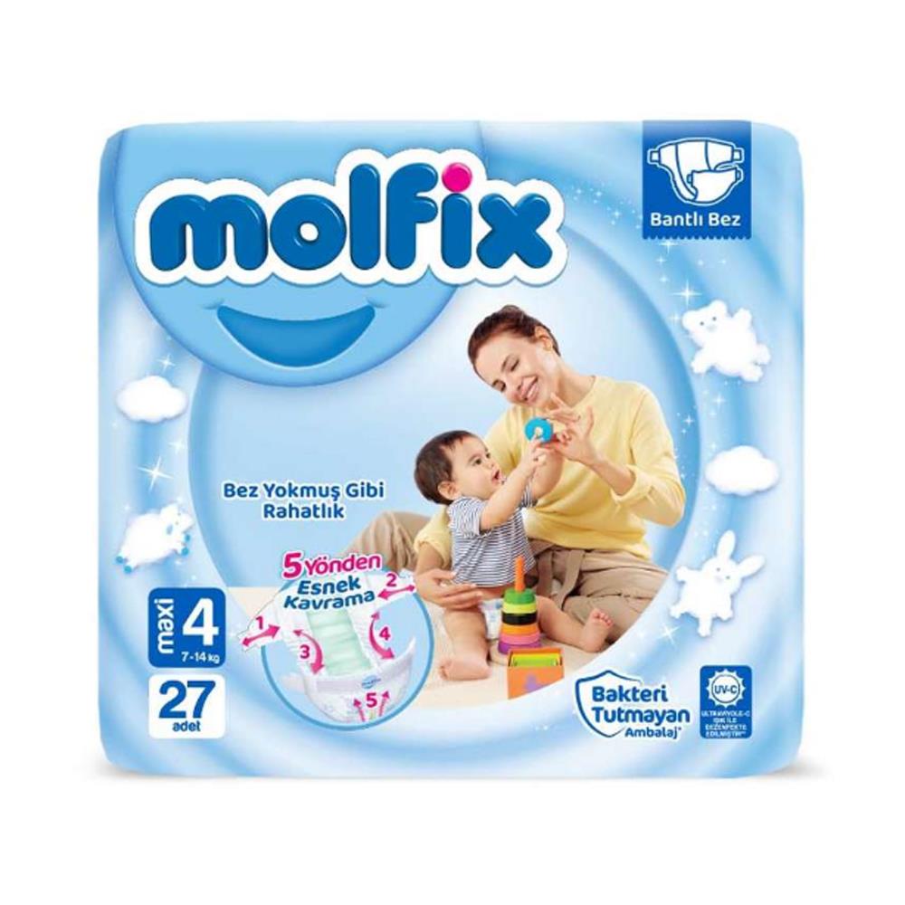 Bebek BezleriMolfix Jumbo Paket 4 Numara 7-14 kg 27 Adet